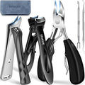 DRMODE Toenail Clippers for Thick Toenails, Long Handled Toe Nail Clippers for Thick Nails for Seniors with Wide Opening, Professional Stainless Steel Slanted Curved Ingrown Toenail Clippers for Men