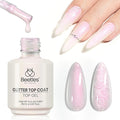 beetles Gel Polish 2 In 1 Pearlescent Glitter Gel Top Coat Pearl Nail Polish Glossy Shiny No Wipe Top Coat Soak Off UV Led Long Lasting Highly Shine Manicure Gifts for Women