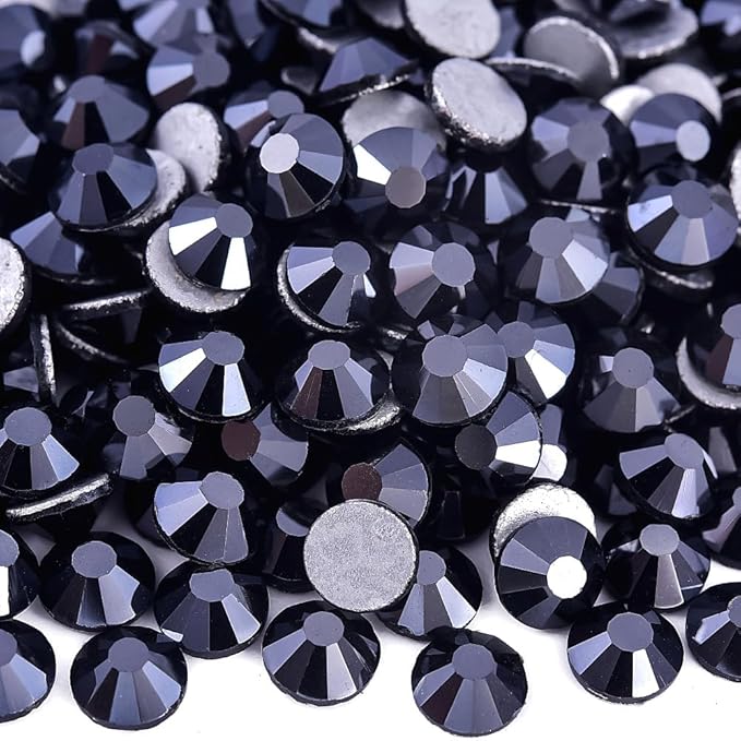 Blinginbox 1440 Pieces SS16/3.8-4mm Flat Back Crystal Rhinestones Round Gems for Nail Art,Jet Hematite