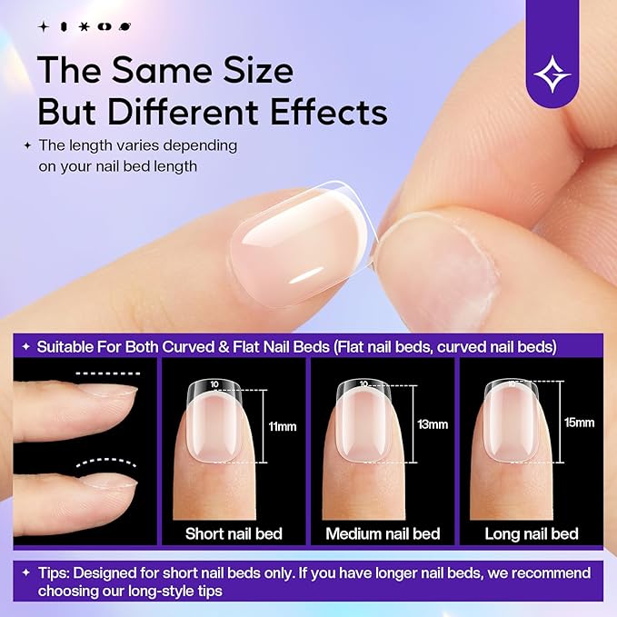 Press On Nails Extra Short Square - 312pcs Gel Tips Full Cover Extension Pre-Shape Fake Acrylic DIY 12 Sizes