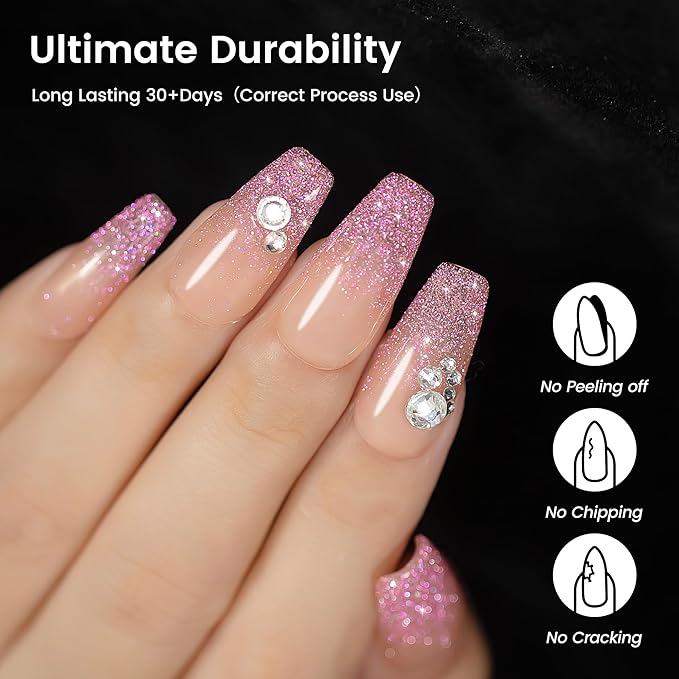 YTD Likomey Gel Nail Polish,Colorful Reflective Glitter 15ml Pink Flash Diamond Shimmer,Sparkly Shiny Salon Home Fall Winter Manicure UV Varnish,SZ397