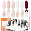 Modelones Gel Nail Polish Set -6 Colors Nude Pink White Gel Polish Kit Skin Tones Brown Milky White French Jelly Nail Gel Polish Nail Art Salon DIY Gift with Pearl Stickers & Nail Dotting-Liner Brush