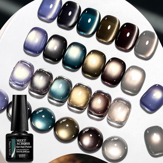 8 Color Magnetic Cat Eye Gel Polish Set - Holographic Magnetic Nail Polish with Magnetic, LED Lamp Compatible, Salon-Quality Long-Lasting Gel Polish Kit for Home, Multi-Color Shimmering Hues
