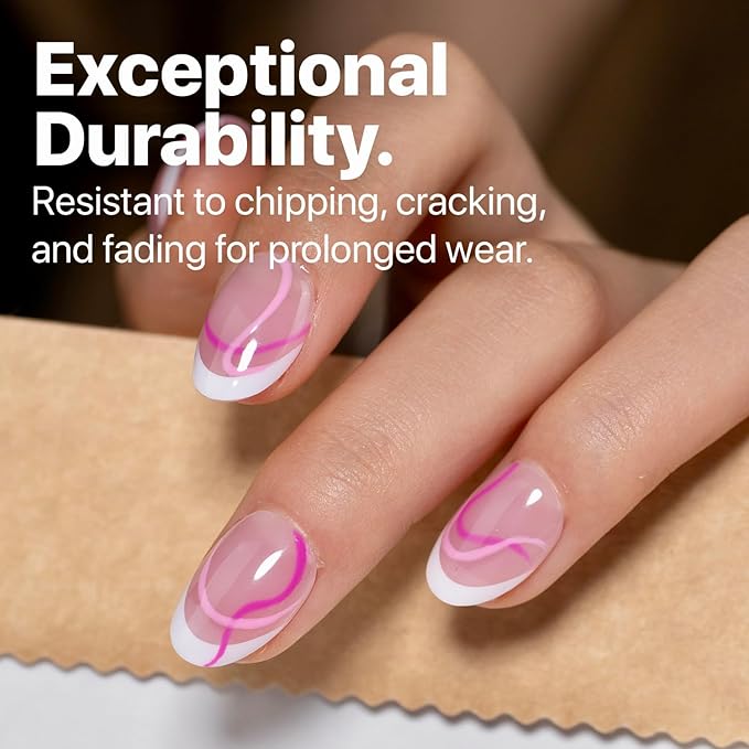 SXC Cosmetics French Tip Press On Nails Pink Series, XS Almond X-Pro Tips Starter Kit