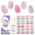 Semi Cured Gel Nail Strips, 28 pcs Gel Nail Stickers Work with Any UV Lights, Long-Lasting Nail Wraps for women DIY Art Gift, Easy to Apply & Remove
