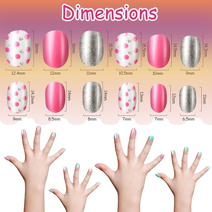120 Pieces Kids Press on Nails Children Fake Artificial Nails Girls Full Cover Short False Christmas Fingernails for Girls Kids Design Decoration(Lovely Pattern)
