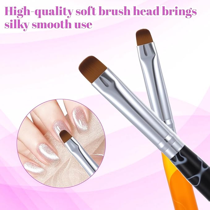 4 Pcs Gel Nail Art Brush Set, French Brush for Nails with Dotting Tool, French Tip Acrylic Brushes for Professional Manicure Detailed Designs DIY Nail Salon (10# 12# 14# 16#)