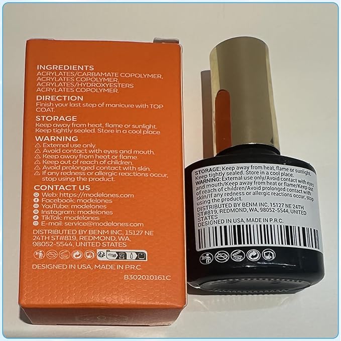 modelones Gel Top Coat, 15ml No Wipe Gel Nail Polish High Gloss Top Coat Shiny Long Lasting Clear Top for Acrylic Nails, Need U V/LED Lamp for Home DIY Gift Winter Valentine's Manicure Salon
