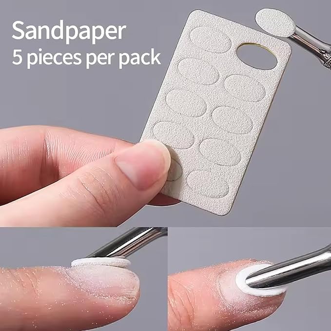 3 Pieces Silver Stainless Steel Double-End Nail Cuticle Pusher Nail Art Pre-Treatment Cuticle Remover Tool With 10 Sheets Sandpaper Dead Skin Removal Nail Cuticle Remover Trimmer Pen