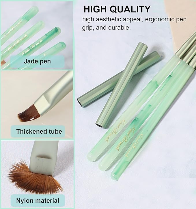 Nail Art Dust Remover Brush, 3-Piece Set, Soft Cleaner Brush with Cute Fruit Design for Makeup Application (Green)