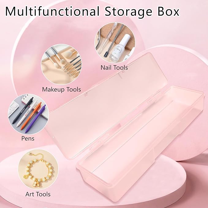 8PCS Manicure Tool Box, Plastic Storage Personal Box Nail Implement Organizer Case Box for Nail Art Pedicure Supply (Pink-A)