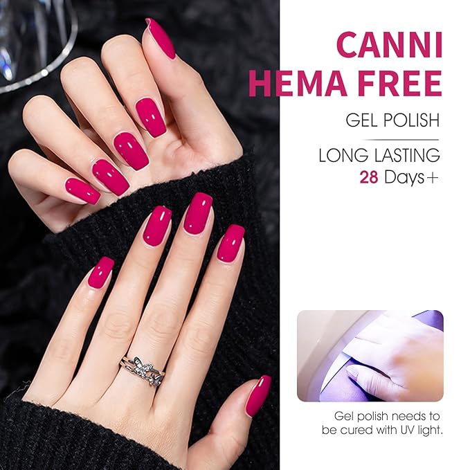 CANNI Pink Gel Nail Polish Set – 6 Soft Rose & Light Pink Colors, 9ML Each, Soak-Off UV LED Gel for Nail Art Design, DIY or Salon Manicure for Women