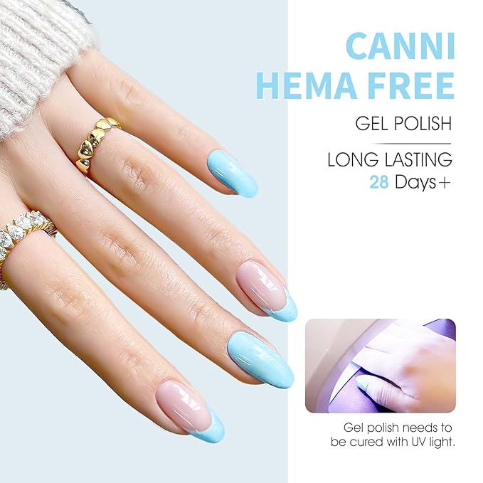 CANNI 6Pcs 9ml Pastel Gel Nail Polish Set- White Pink Light Blue Gel Polish Kit Candy Milky White Colors DIY at Home Salon Christmas New Year's Gifts for Girls
