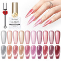 Cateye Gel Polish Set With Magnet, Pink Purple Red 10 Colors Jelly Magnetic Nail Polish Moonlight, Holographic Glass Shimmer Glitter Soak Off UV Gel Salon DIY At Home, 8ml