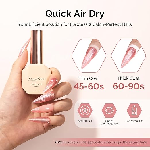 MelodySusie Gel Polish Liquid Latex for Nails Peel off Cuticle Guard for Nail Polish Nail Art Liquid Latex Barrier Protector Manicure Cuticle Protectors with Stick Manicure Home DIY Salon 15ML