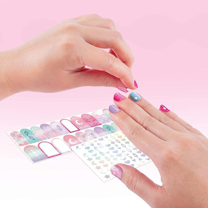 Light Magic Nail Dryer & Polish Set for Girls & Teens - 5 Vibrant Nail Colors, Art Stickers, Nail File, Cuticle Pusher & Dryer - Water-Based, Non-Toxic Polish Perfect Spa Day Manicures Make it Real