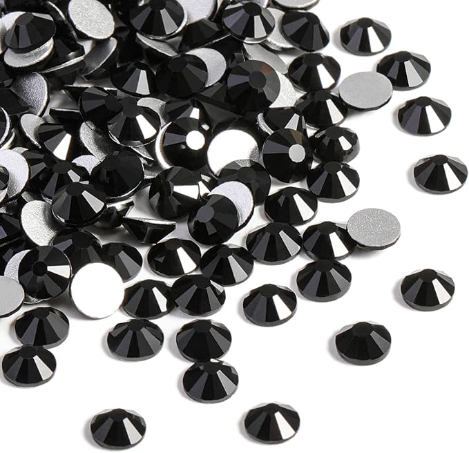 Beadsland 2880pcs Flat Back Crystal Rhinestones Round Gems for Nail Art and Craft Glue Fix,Black,SS10,2.7-2.9mm