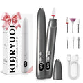 Cordless Electric Nail Drill Kit, Portable Rechargeable Nail Drill Set, Battery Electric Nail File, 5 Speeds Modes, LED Lighting, Reversible Direction, DIY, Professional (Grey)