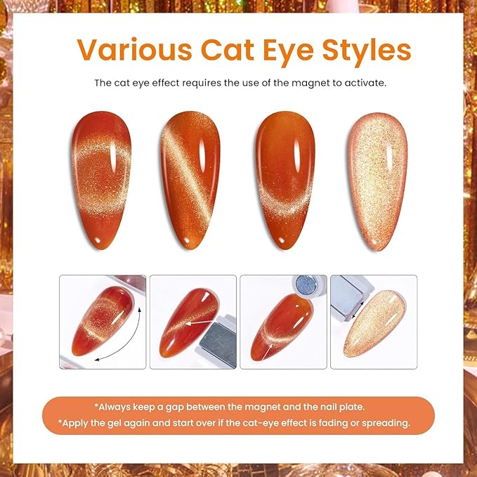 Beetles Cat Eye Gel Nail Polish Set - 20 Colors Glitter Red Green Blue Brown Black Cat Eye Magnetic Base Matte Glossy Top Coat Galaxy Gemlight Soak Off UV Manicure Salon Gift for Women