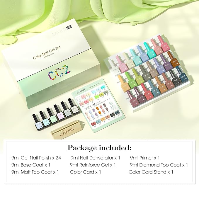 CANNI CC2 Gel Nail Polish Set, 30 Pcs 9ml White Pink Nude Blue Pastel Gel Polish Kit Soak Off LED Natural Nail Polish Set Nail Art Starter Manicure Salon DIY at Home