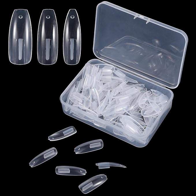 100 Pcs Replacement Clear ABS Nail Tips for Practice Hand Clear Fake Nails for Practice Refill Fake Nail Tips for ABS Nails Hand for DIY Art Salon Practices Tool