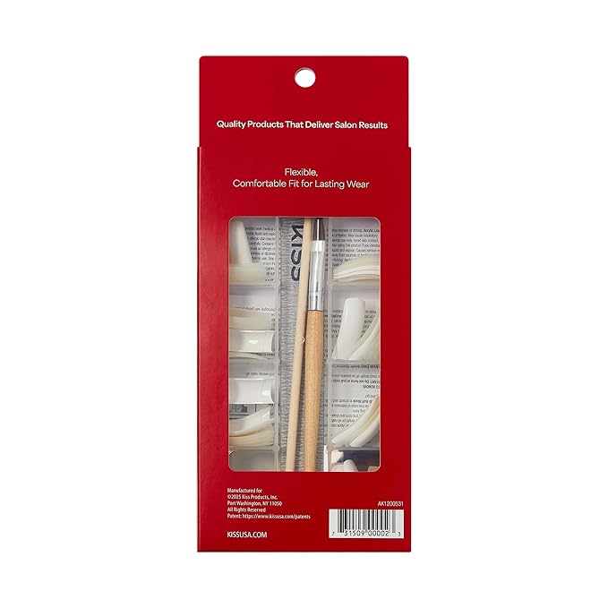 KISS Complete Salon Acrylic Fake Nails Manicure Kit, Acrylic Liquid, Acrylic Primer, Acrylic Powder Clear, Maximum Speed Nail Glue, Masking Formula, & 60 Long Length Bubble Free Acrylic Nails
