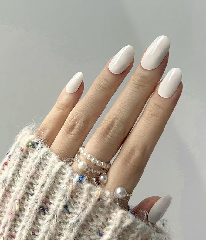 Nail Polish Strips (No UV Lamp Needed) - 22 Pcs Salon Quality Gel Nail Stickers - Long Lasting Wraps (Moonlight White)