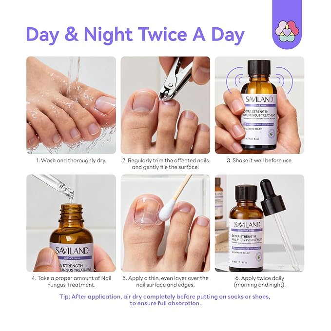 SAVILAND Toenail Fungus Treatment Extra Strength: 2X Extreme Nail Repair for Discolored and Damaged Nails Toenail Softener Yellow Toenail Foot Toe Thick Nail Fungus Treatments Solution 2 fl oz