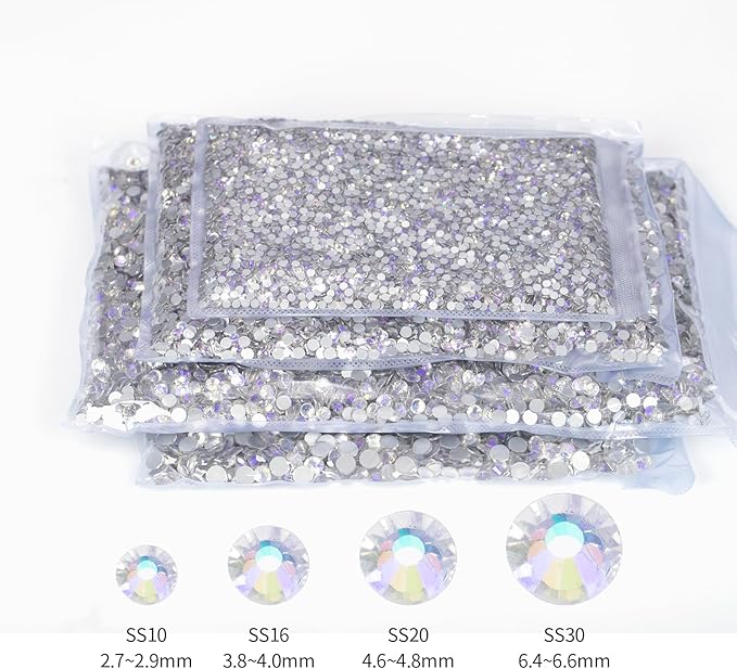 10000PCS Moonlight Rhinestones Bulk, Flat Back Crystal Glass Stone Round Gems,SS16, 3.8-4.0mm