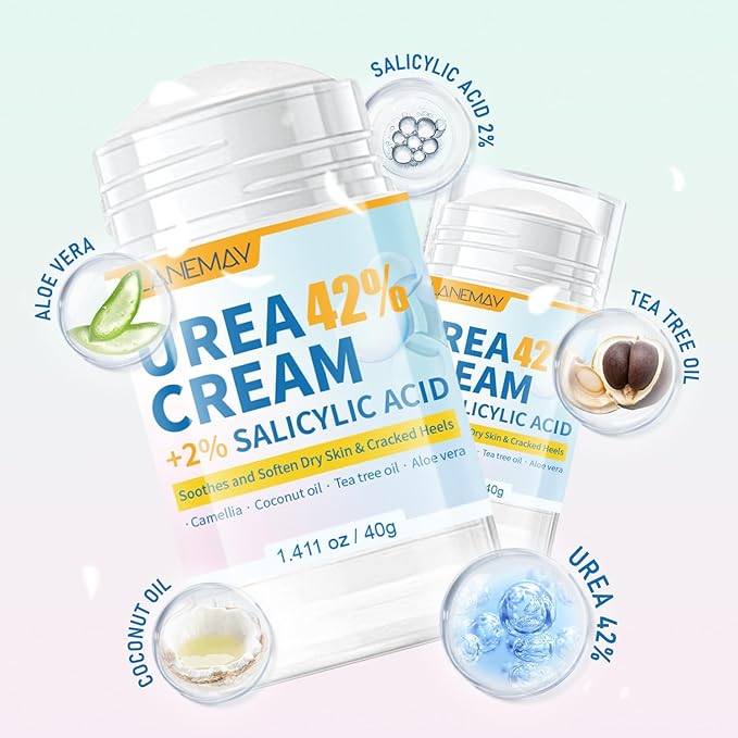42% Urea plus 2% Salicylic Acid Foot Cream Moisturizer for Dry Cracked Feet Knees Elbows Hands Hydrates & Nourish Foot Care for Softens Exfoliates Dead Skin Smoothing Skin, 1.41 Oz