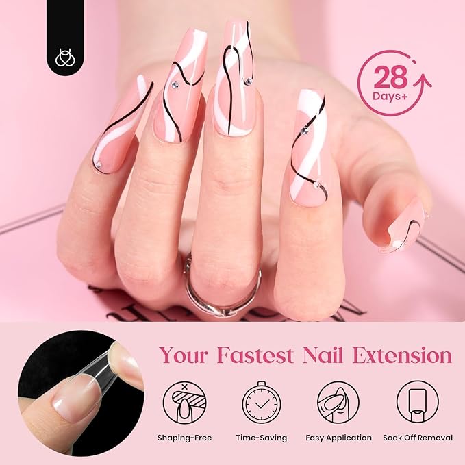 Beetles Gel Nail Tips Upgraded 15 Sizes Long Coffin Nail Tips 630Pcs Pre-Shaped Clear Full Cover False Nails Easy Nail Extension for Gel Polish Gift for Women
