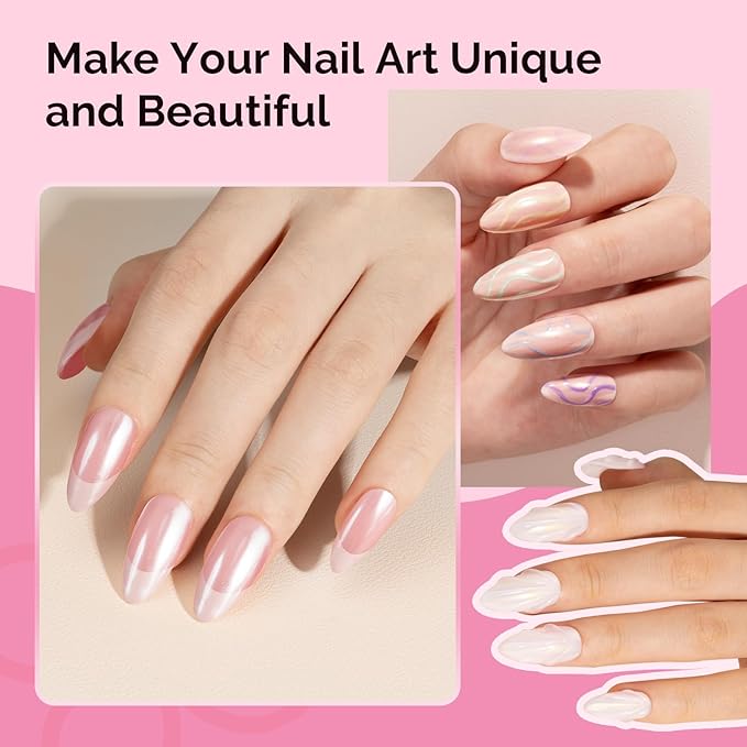 MelodySusie 4Pcs Chrome Nail Powder for Gel Nails, Aurora Fine Glitter Powder Mirror Effect Pigment Pearlescent Mermaid Pigment Pearl Glitter for Home DIY Salon Use