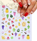 1 Sheets Fruit Nail Stickers 3D Embossed Nail Decals Cute Summer Nail Stickers for Nail Art Pineapple Grape Cherry Strawberry DIY Self-Adhesive Handmade Nails Supplies Accessories for Women Girls