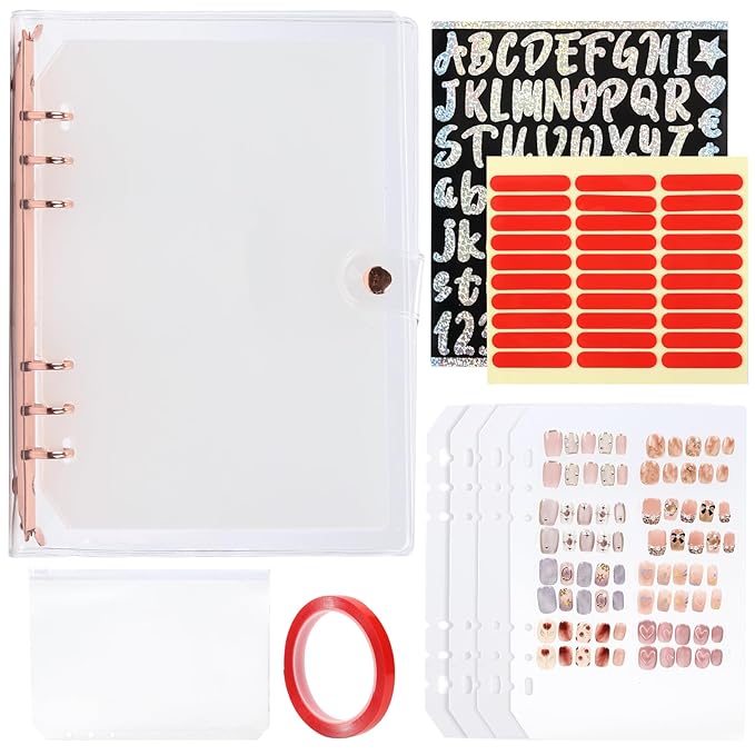 Press On Nail Organizer 40 PCS Clear Empty Press On Nail Storage Press On Nail Packaging for Fake Nail Storage Nail Display Nail Salon Press On Nail Supplies Organizer with Nail Tape