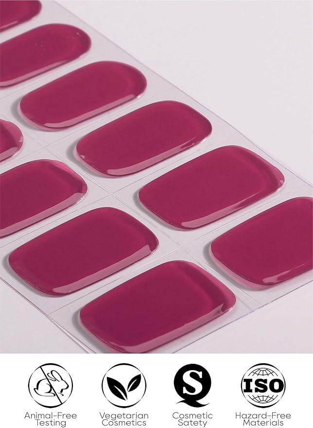 Semi Cured Gel Nail Strips - UV Light Gel Nail Stickers - 20 Long Lasting Salon Quality Wraps (Prismatic Cherry Red)