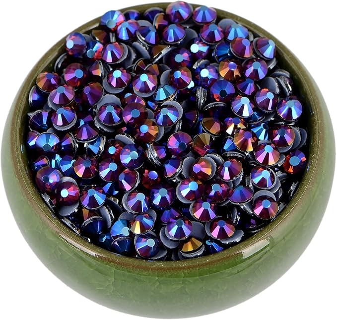 NCB 2880pcs Hotfix Rhinestones, Round Flatback Crystal Glass Hot Fix Rhinestones for Crafts Clothes Shoes Shirts Caps Decoration (Amethyst AB, SS10 2.8mm)