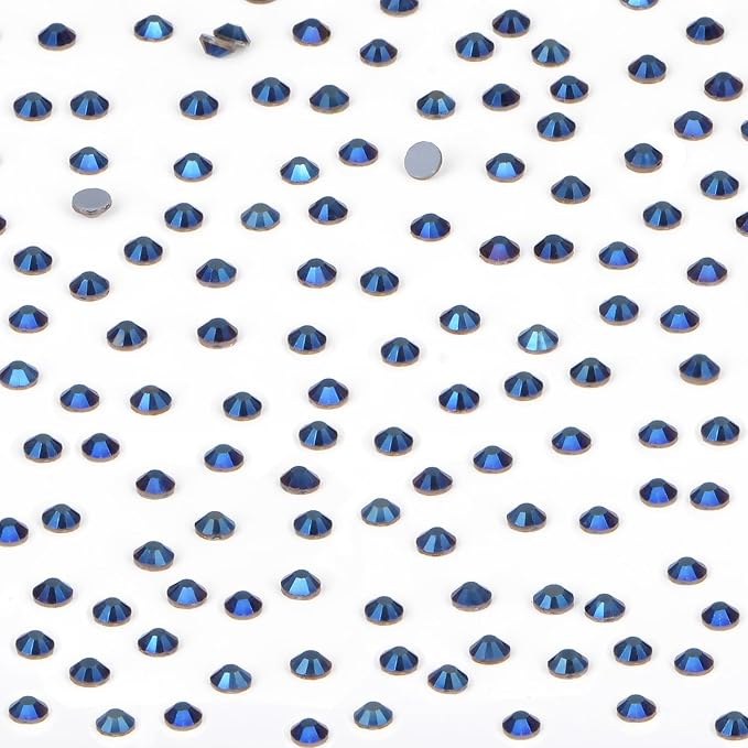 NCB 2880pcs Hotfix Rhinestones, Round Flatback Crystal Glass Hot Fix Rhinestones for Crafts Clothes Shoes Shirts Caps Decoration (Mine Blue, SS10 2.8mm)