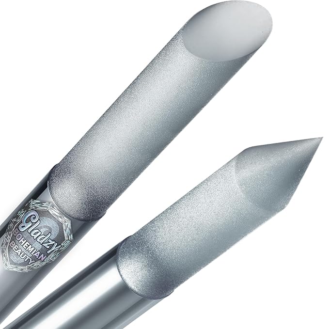 GLADZY Glass Cuticle Pusher - Manicure Cuticle Stick - Crystal Glass Cuticle Remover - Professional Nail Care Tool - Genuine Czech Quality Premium File Set