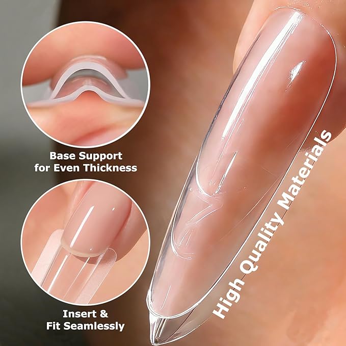 Sandwich Nails Dual Forms,280Pcs Almond Reusable Nail Extension Forms with Silicone Polygel Stick,Easy Demolding & Intuitive Operation for DIY & Professional Use