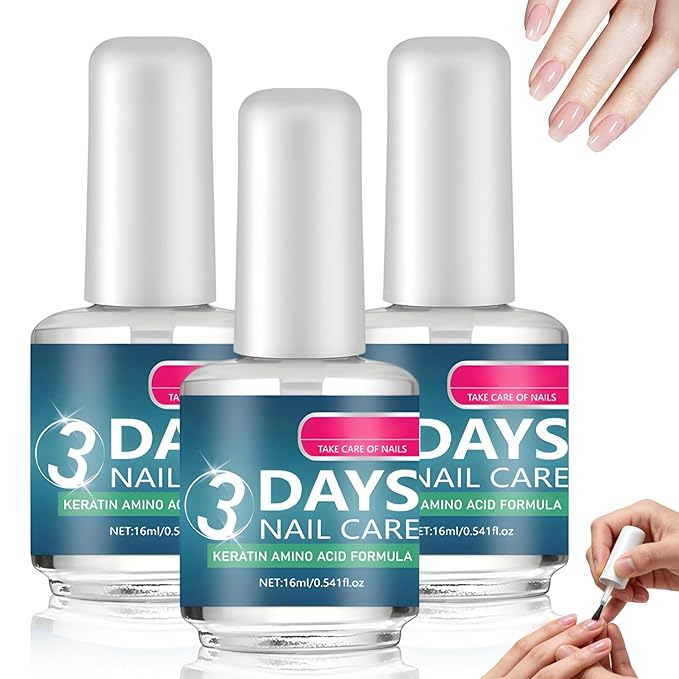 3 Days Nail Care – Keratin & Amino Acid Nail Strengthener, Fast Strengthening and Hydrating Nail Care Oil for Dry, Weak, Fragile Nails, Moisturizing Cuticle Oil,3PCS (16ml/0.54oz Each)