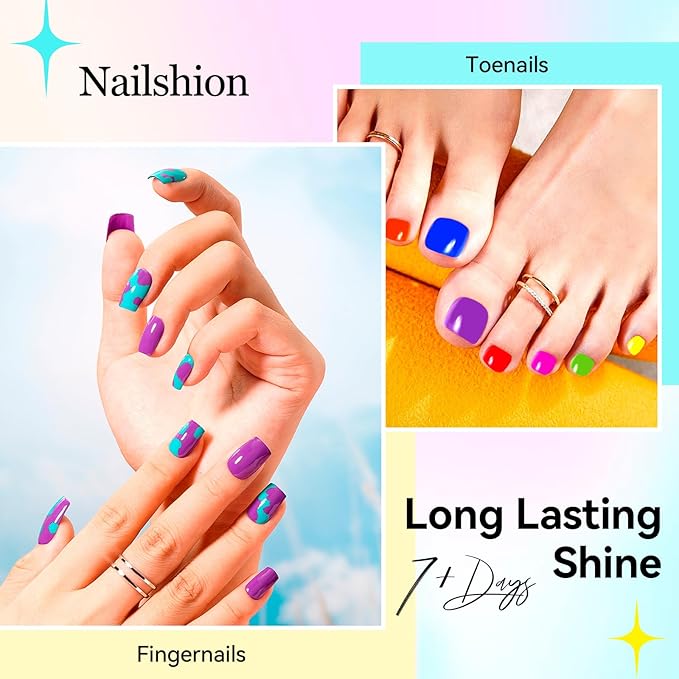 Nail Polish 10ml 16 Colors Rainbow Air Dry Regular Nail Polish Set with Base Top Coat & Remover Pads| White Red Classic French Fingernail Polishes Non-gel Bulk Gift for Nail Art Lovers