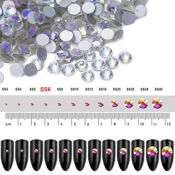 Dowarm 1440 Pieces SS6 Flatback Crystal Rhinestones, 2MM for Craft Nails Dance Costumes, Non Hotfix (SS6 / 2MM, Blue Moonlight)
