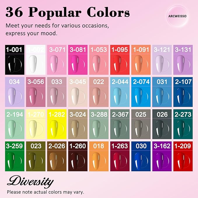 Gel Nail Polish Kit with UV Light, 36 Colors Nail Polish Set with Base and Matte&Glossy Top Coat Soak Off All Season Gel Nail Set Manicure Tools Gift for Women (36 Colors 02)