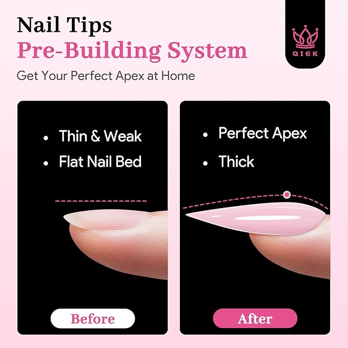Medium Almond Pre-Building Nail Tips, 15 Sizes 240 PCS Pre-shaped Apex Pink Soft Press On Fake Nail Half Matte Gel Nail Extensions Strong Thick Acrylic Tip for DIY Beginners & Salon Manicure