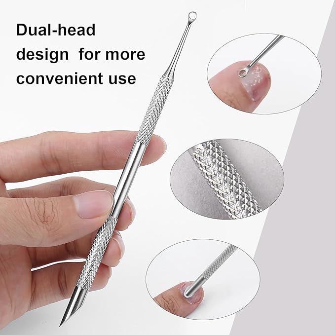 3 Pieces Silver Stainless Steel Double-End Nail Cuticle Pusher Nail Art Pre-Treatment Cuticle Remover Tool With 10 Sheets Sandpaper Dead Skin Removal Nail Cuticle Remover Trimmer Pen