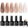 Beetles Builder Gel Set-Caramel Latte 6 Colors 8 in 1 Nail Thickening Strengthening Building Apex for Beginner DIY Salon at Home,Brown Nude Winter Builder Nail Gel UV & LED Lamp Needed