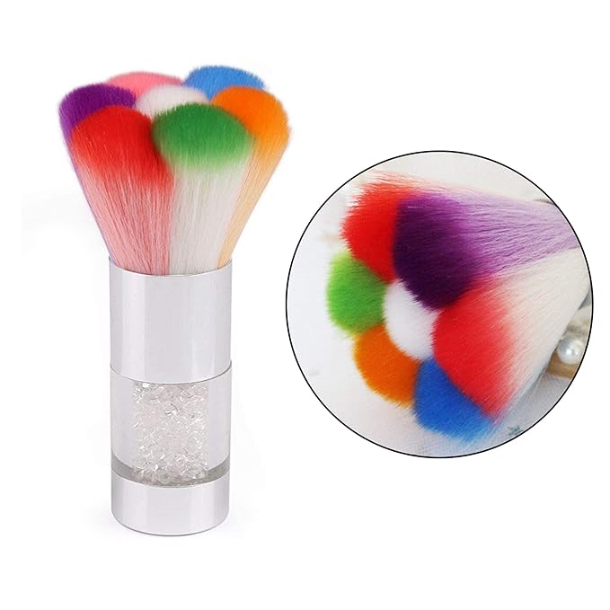 YOTOZU Colorful Fingernail Nail Art Dust Brush Rhinestones Remover Powder Brush Cleaner For Acrylic&UV Nail Gel Powder Nail Art Dust Remover Brush,Silver