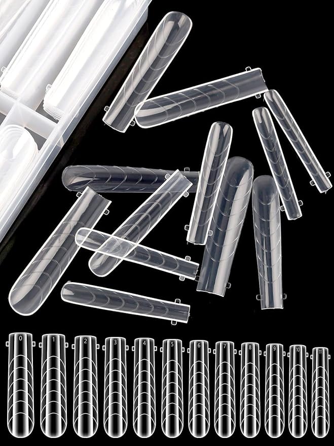EBANKU Coffin Dual Nail Forms for Poly Extension Gel, 120 PCS Structure Builder Nail Gel Nail Molds for Solid Nail Gel Glue Poly Gel Nail Art Design Salon&DIY-12 Sizes