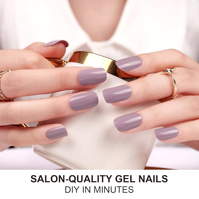 DANNI & TONI Semi Cured Gel Nail Strips Grey-Purple (Subdued Sangria) Gel Nail Stickers Semi Cured Nail Polish Wraps 28 Stickers