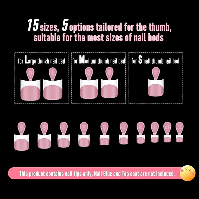NOVO OVO Halloween Short Toe Nail Tips White French Tip with Moon Curve, BERRY PINK Thick Sharp Square Toenail Extension, Soft Gel False Nail Kit, Need Glue Builder Gel Top Coat x15 Sizes 240 pcs